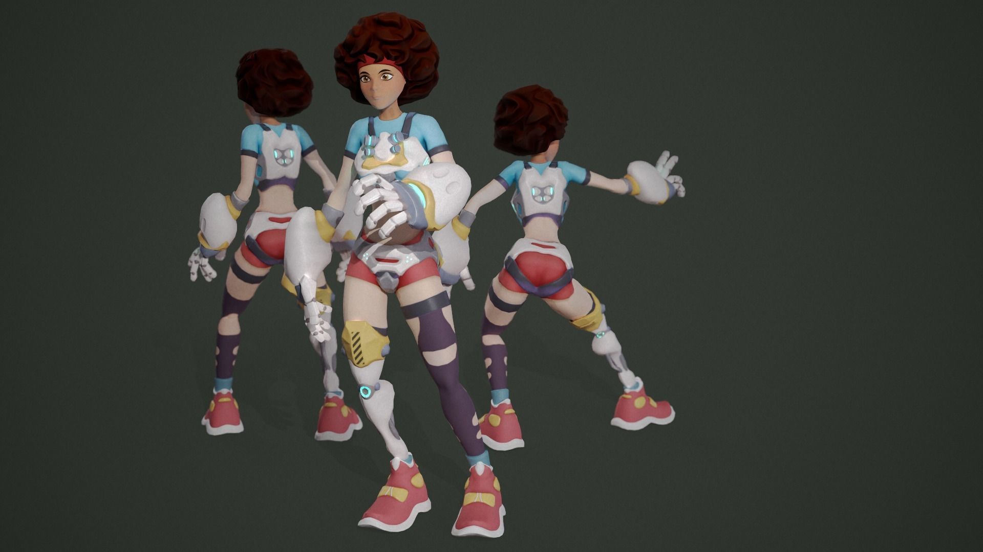 Sci-fi Girl - rigged game-ready character Low-poly 3D model_18