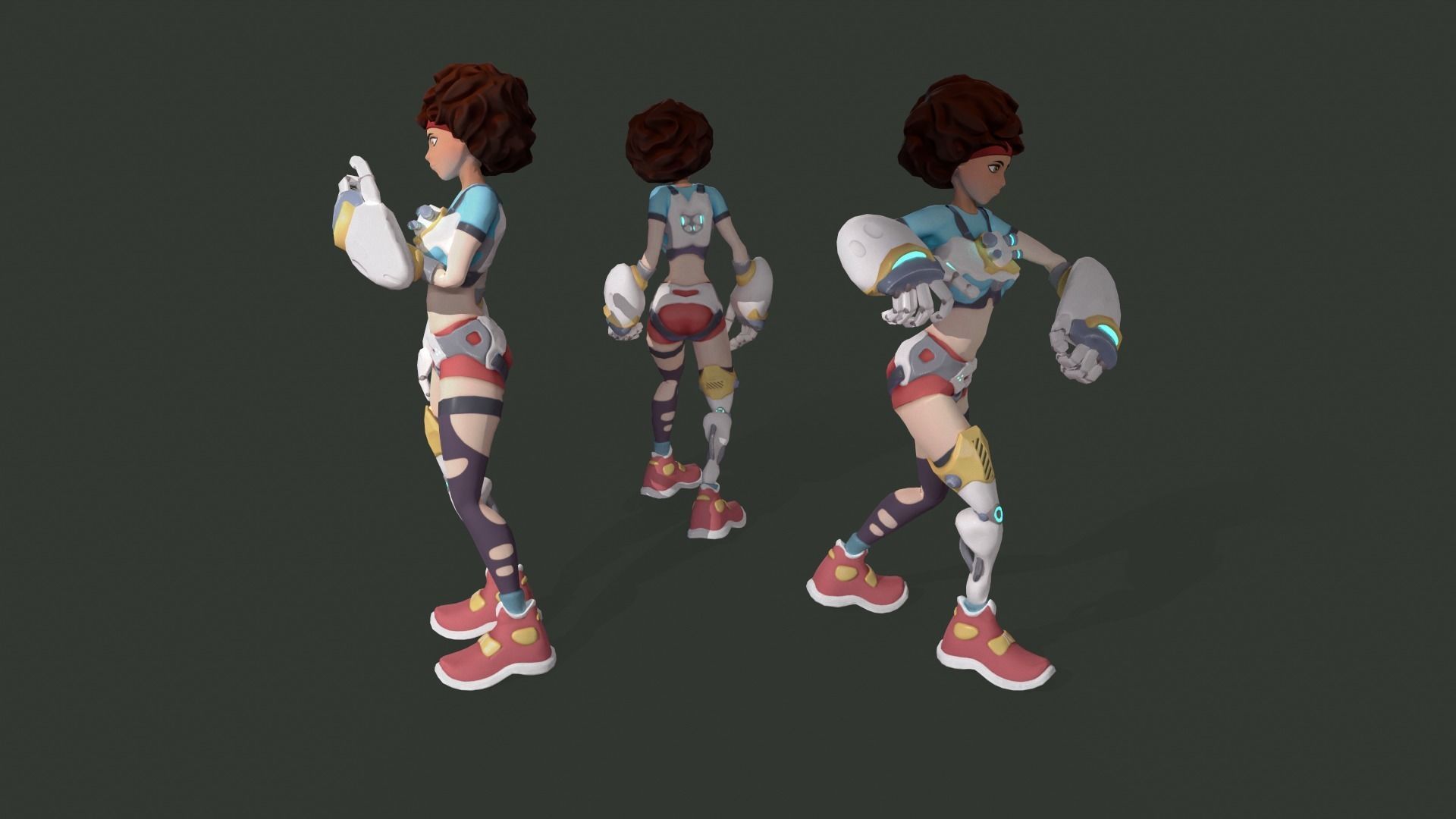 Sci-fi Girl - rigged game-ready character Low-poly 3D model_12