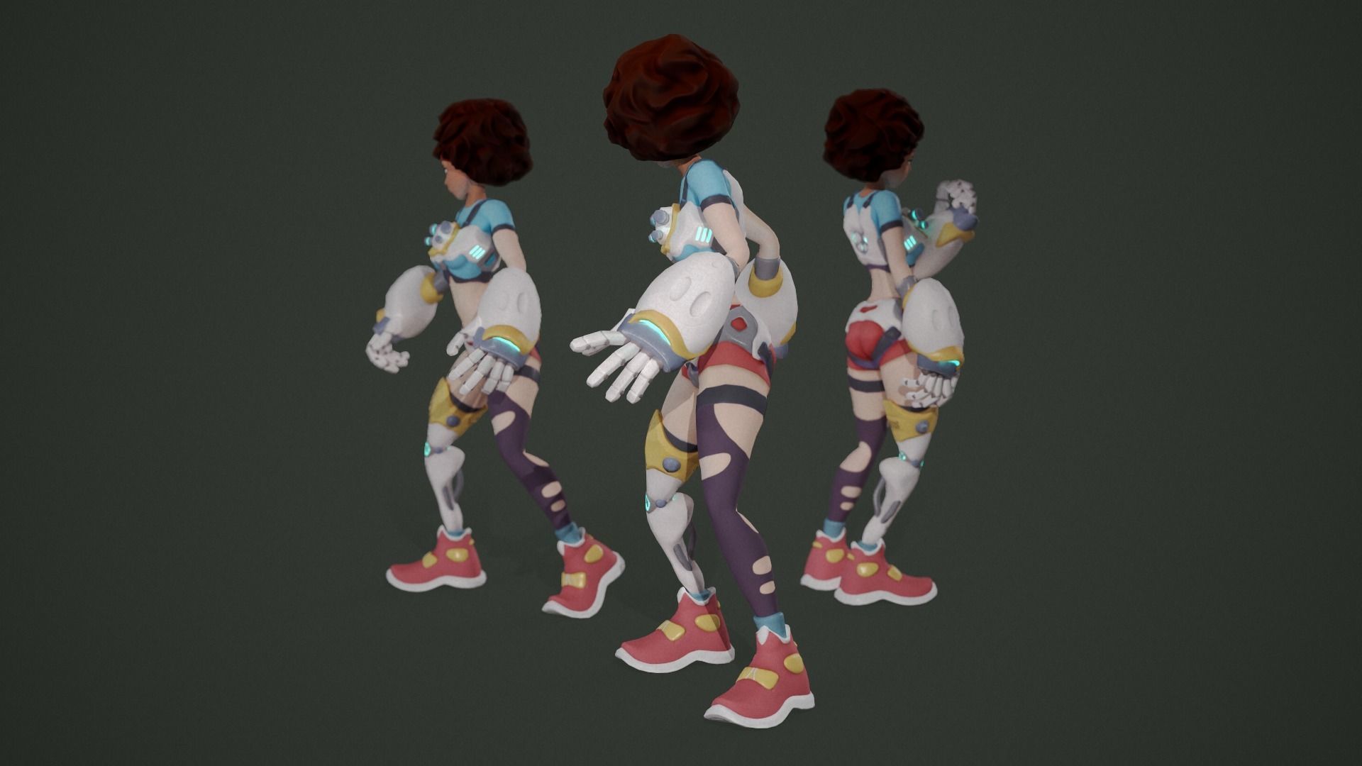 Sci-fi Girl - rigged game-ready character Low-poly 3D model_19
