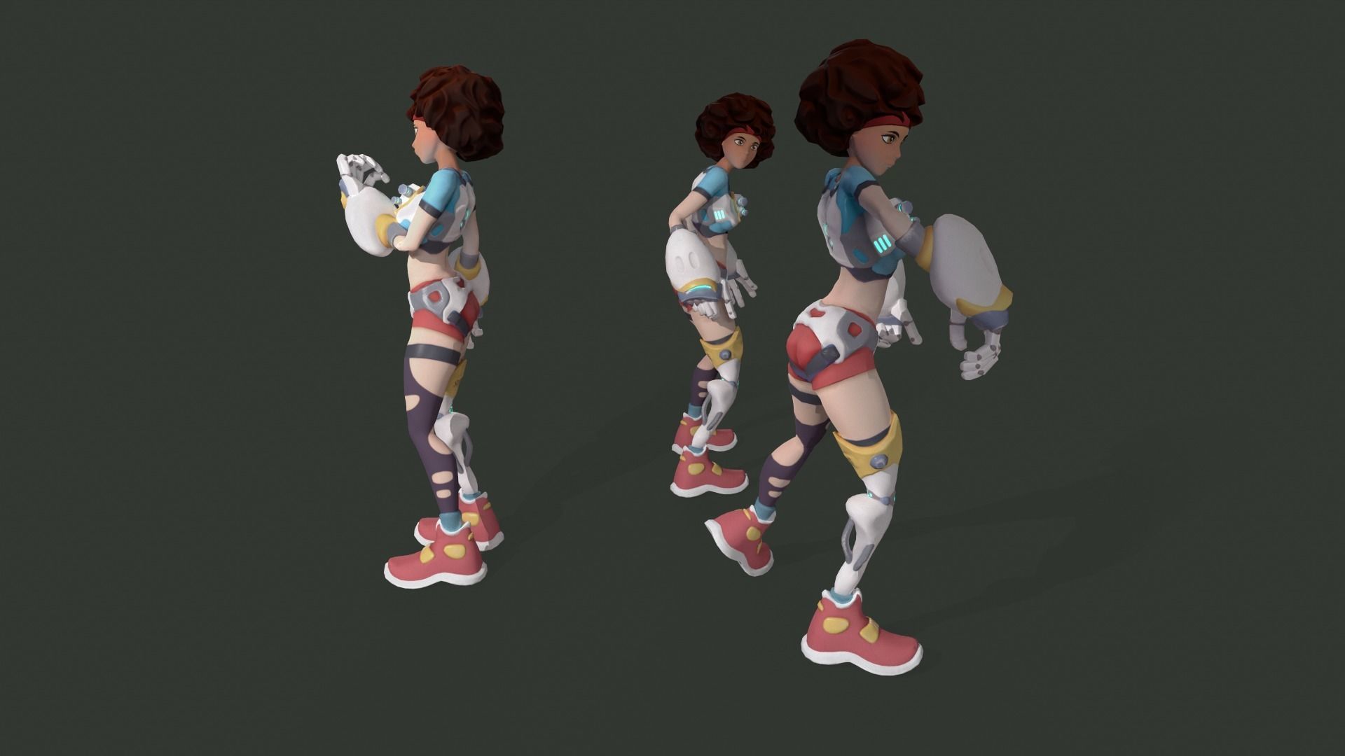 Sci-fi Girl - rigged game-ready character Low-poly 3D model_15