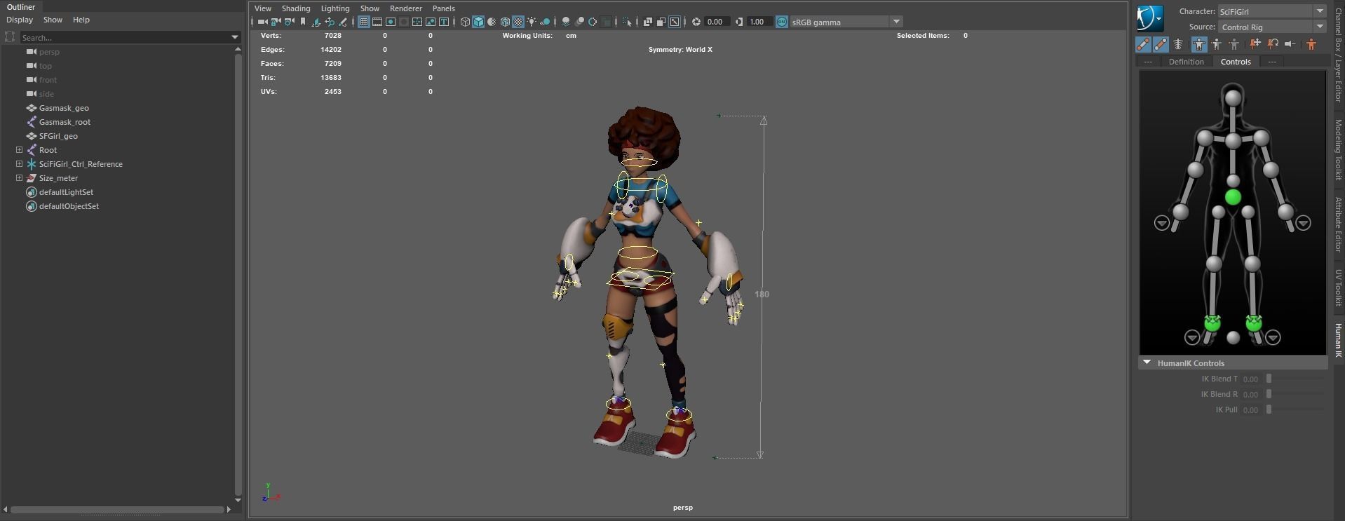 Sci-fi Girl - rigged game-ready character Low-poly 3D model_8