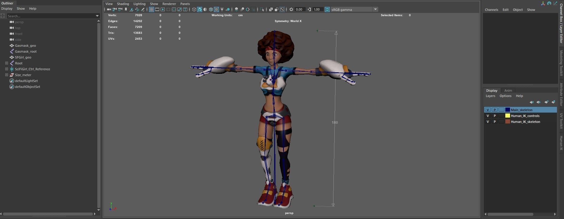 Sci-fi Girl - rigged game-ready character Low-poly 3D model_9