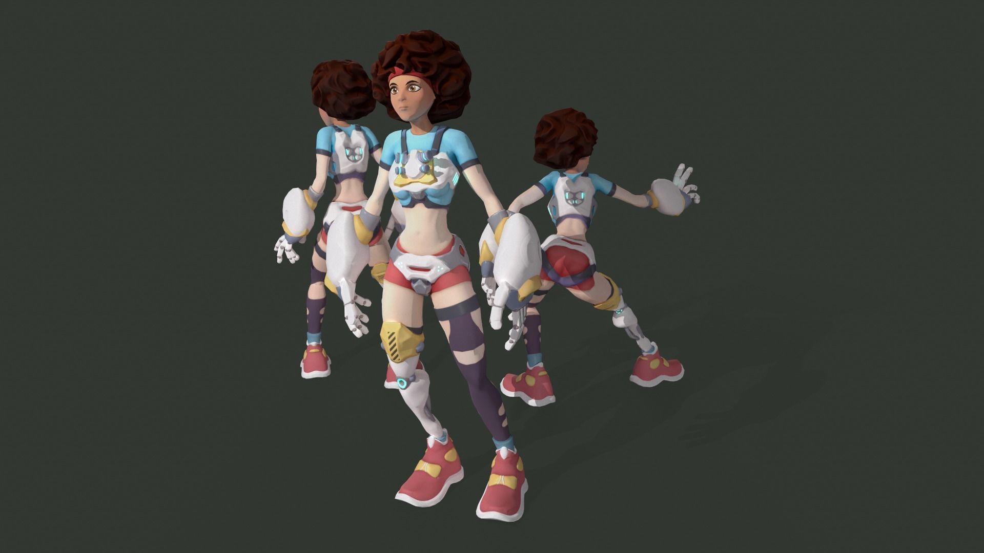 Sci-fi Girl - rigged game-ready character Low-poly 3D model_11