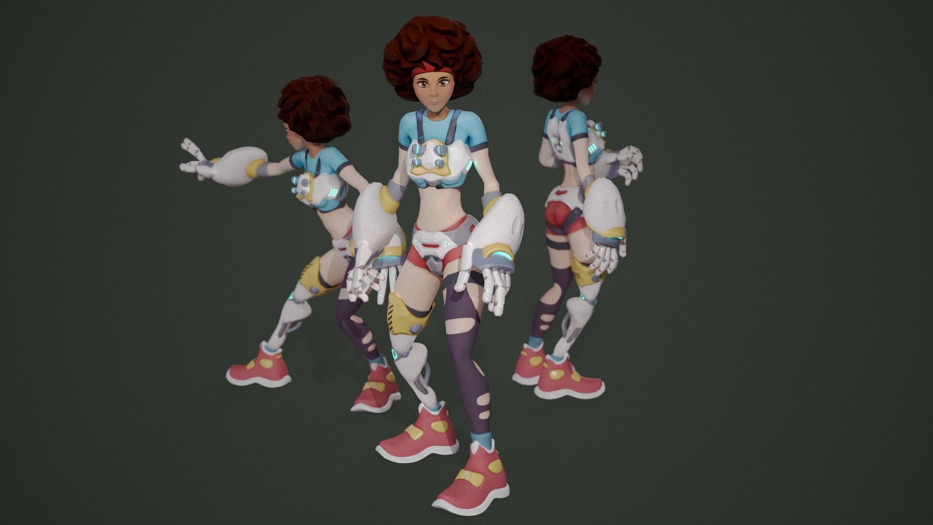 Sci-fi Girl - rigged game-ready character Low-poly 3D model_14