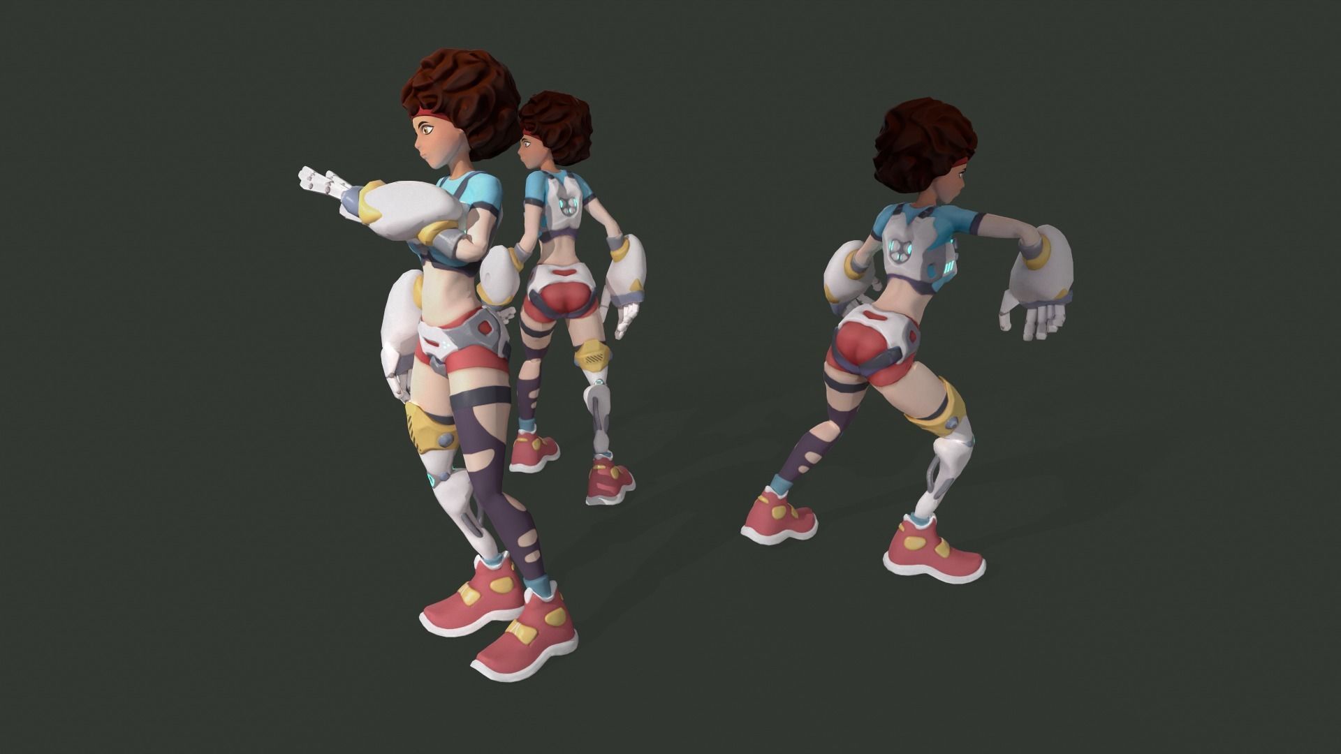Sci-fi Girl - rigged game-ready character Low-poly 3D model_16