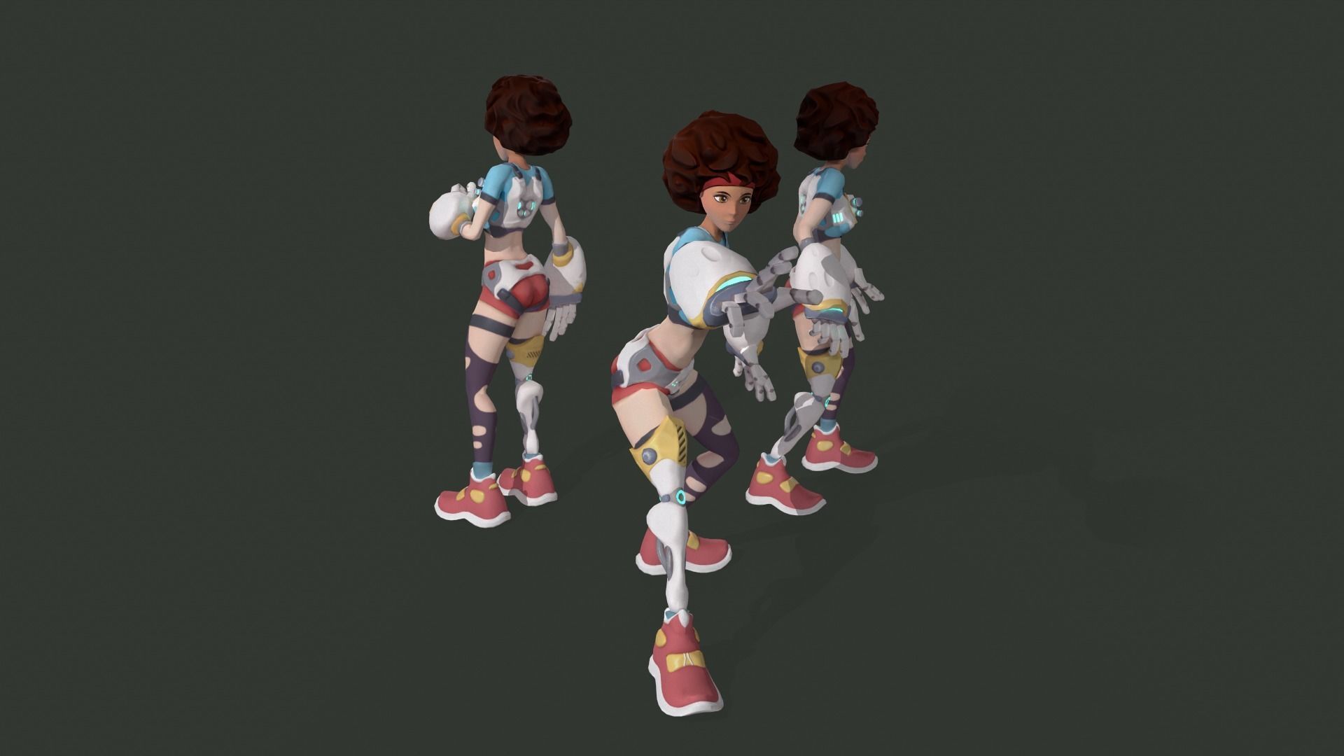 Sci-fi Girl - rigged game-ready character Low-poly 3D model_13