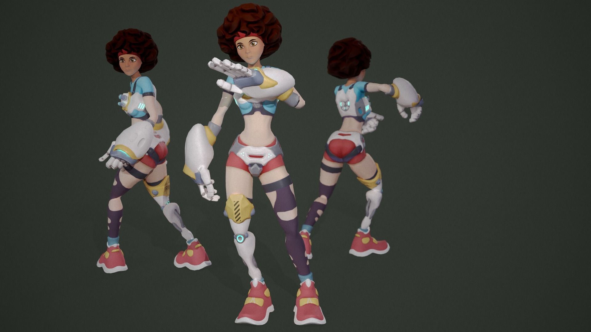 Sci-fi Girl - rigged game-ready character Low-poly 3D model_20