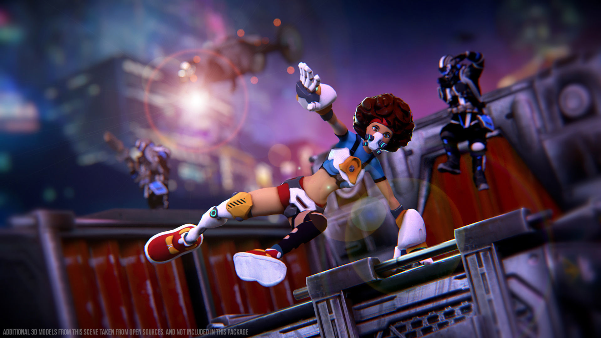 Sci-fi Girl - rigged game-ready character Low-poly 3D model_5