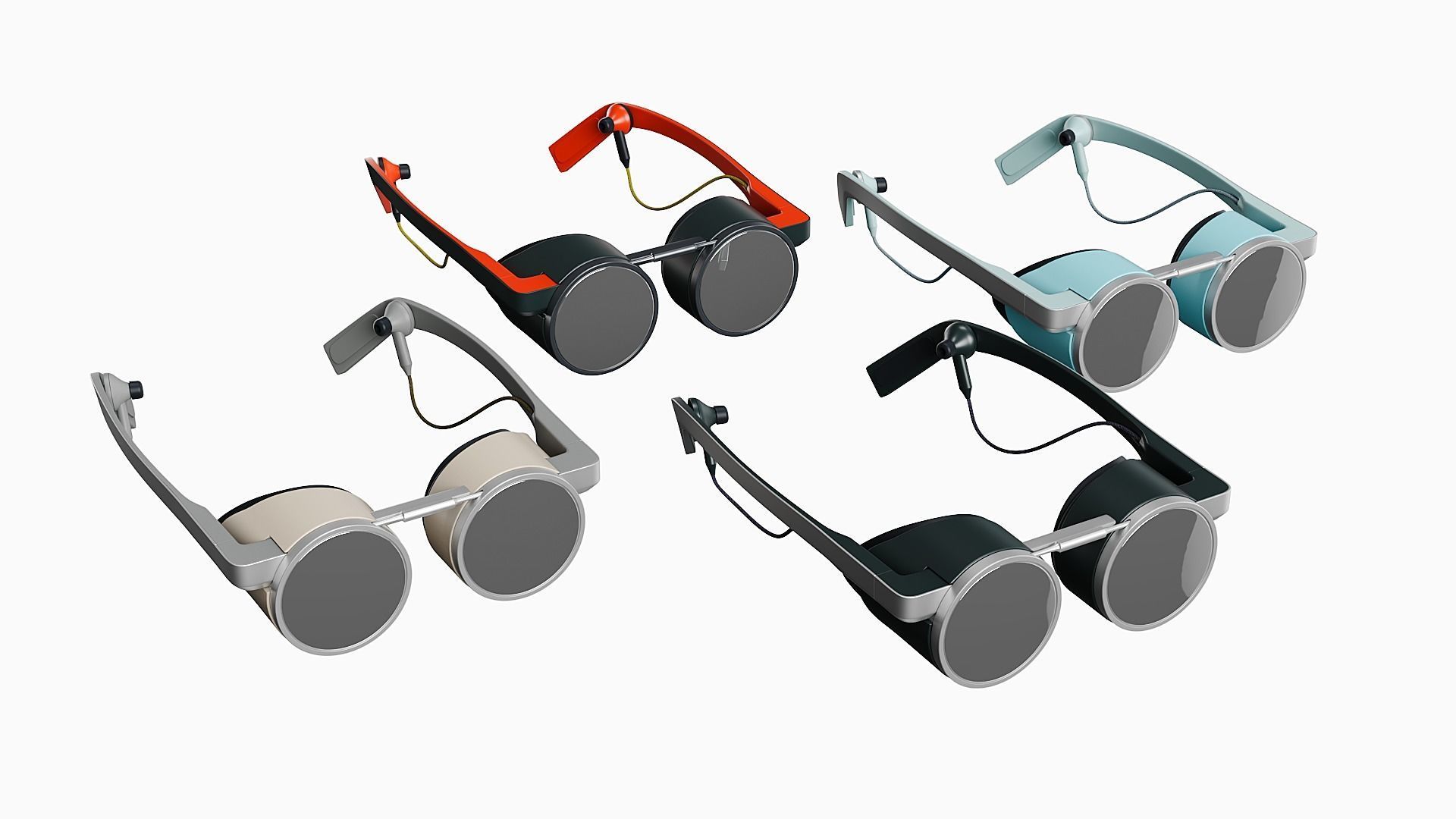 Modern looking minimalist VR headset Low-poly 3D model_4