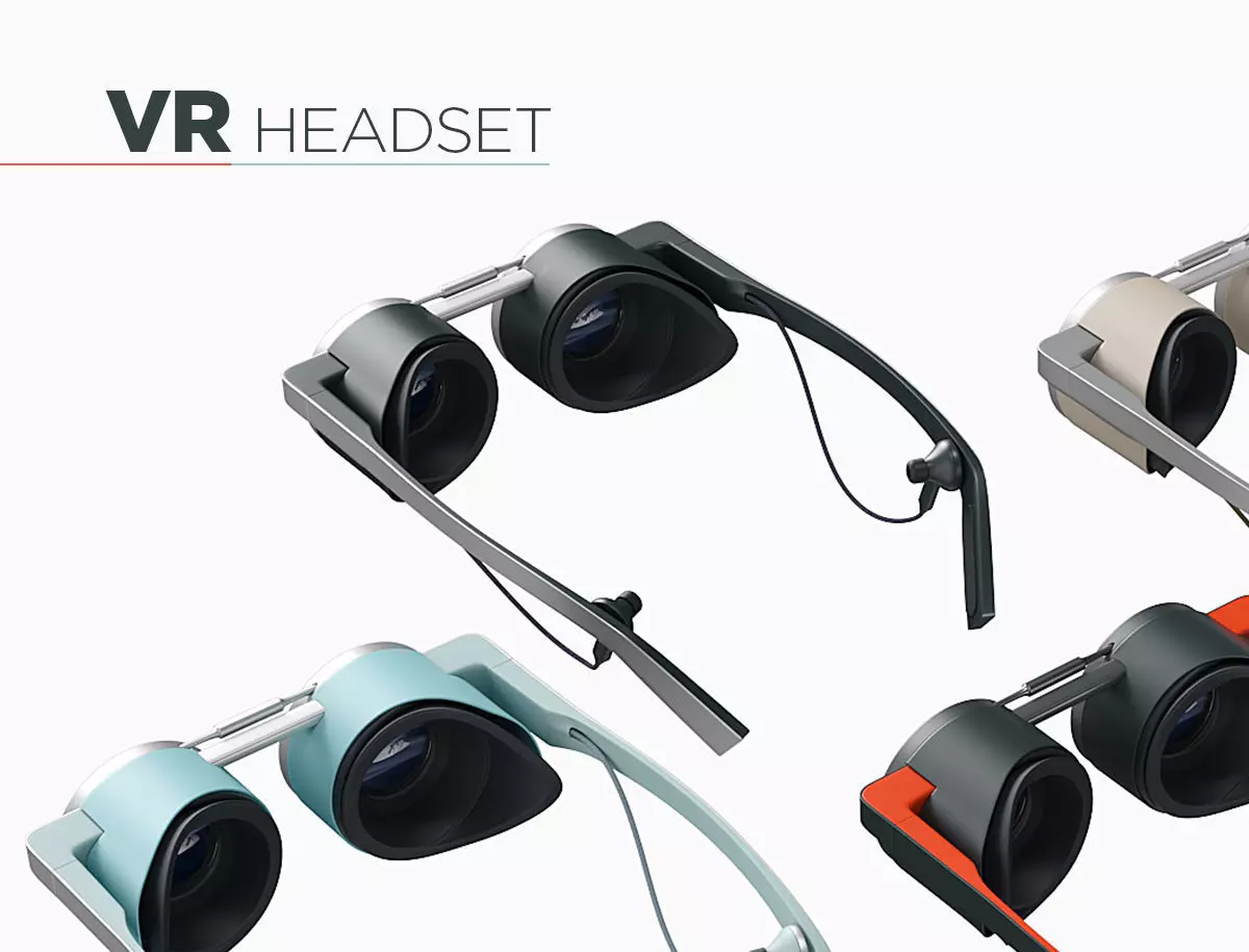 Modern looking minimalist VR headset Low-poly 3D model_0