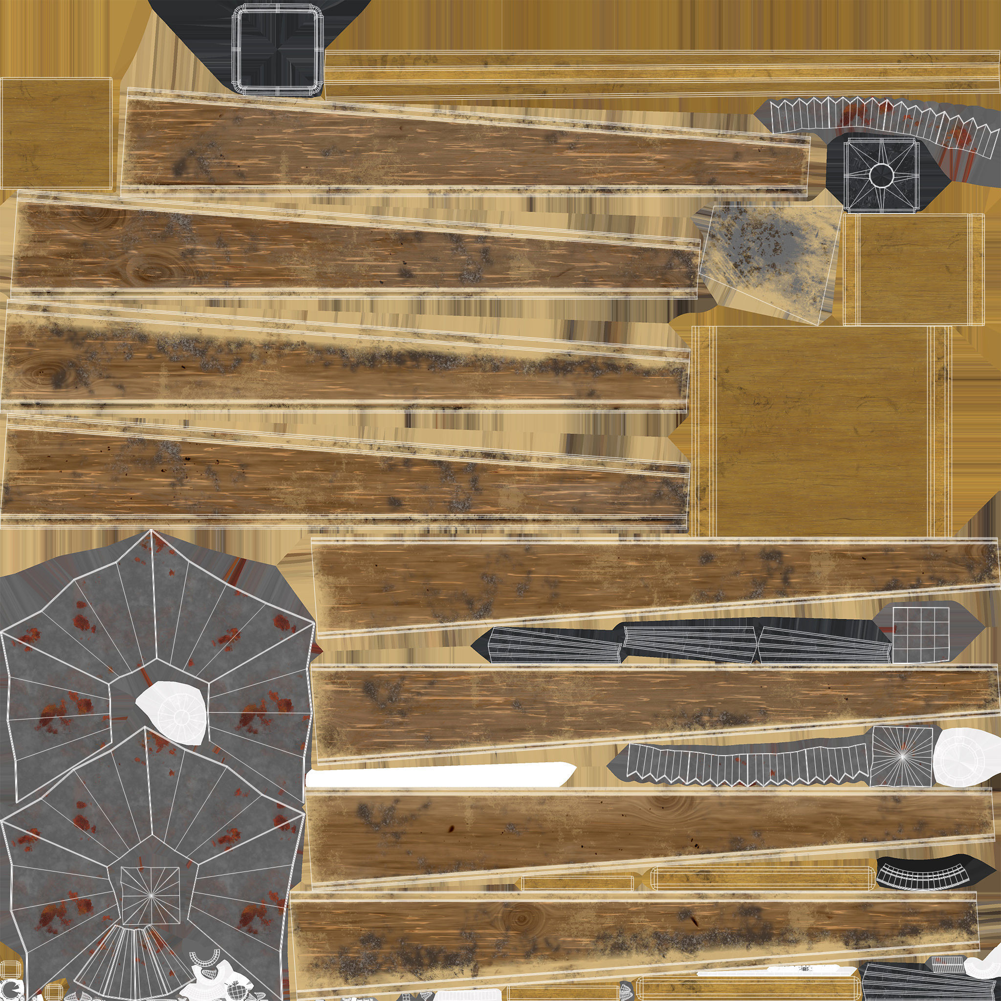 Lamp on Wood Wild West Low-poly 3D model_7