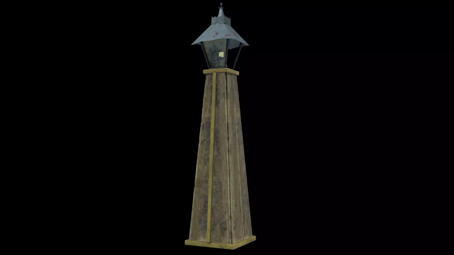 Lamp on Wood Wild West Low-poly 3D model_0
