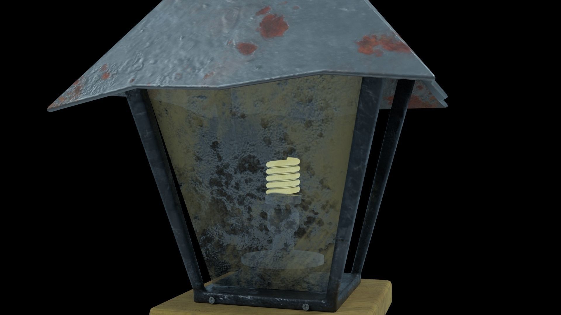 Lamp on Wood Wild West Low-poly 3D model_3