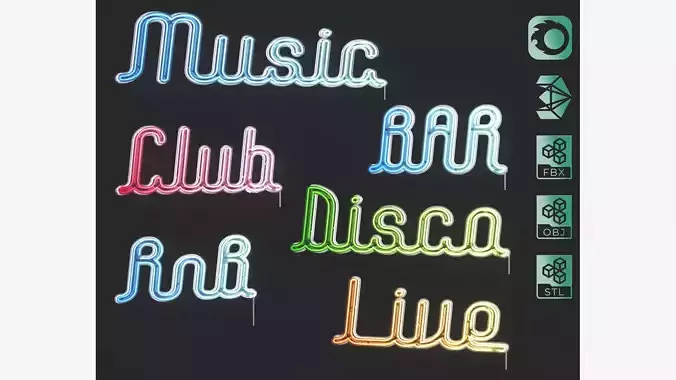 Detailed  Words Neon Banners set 01