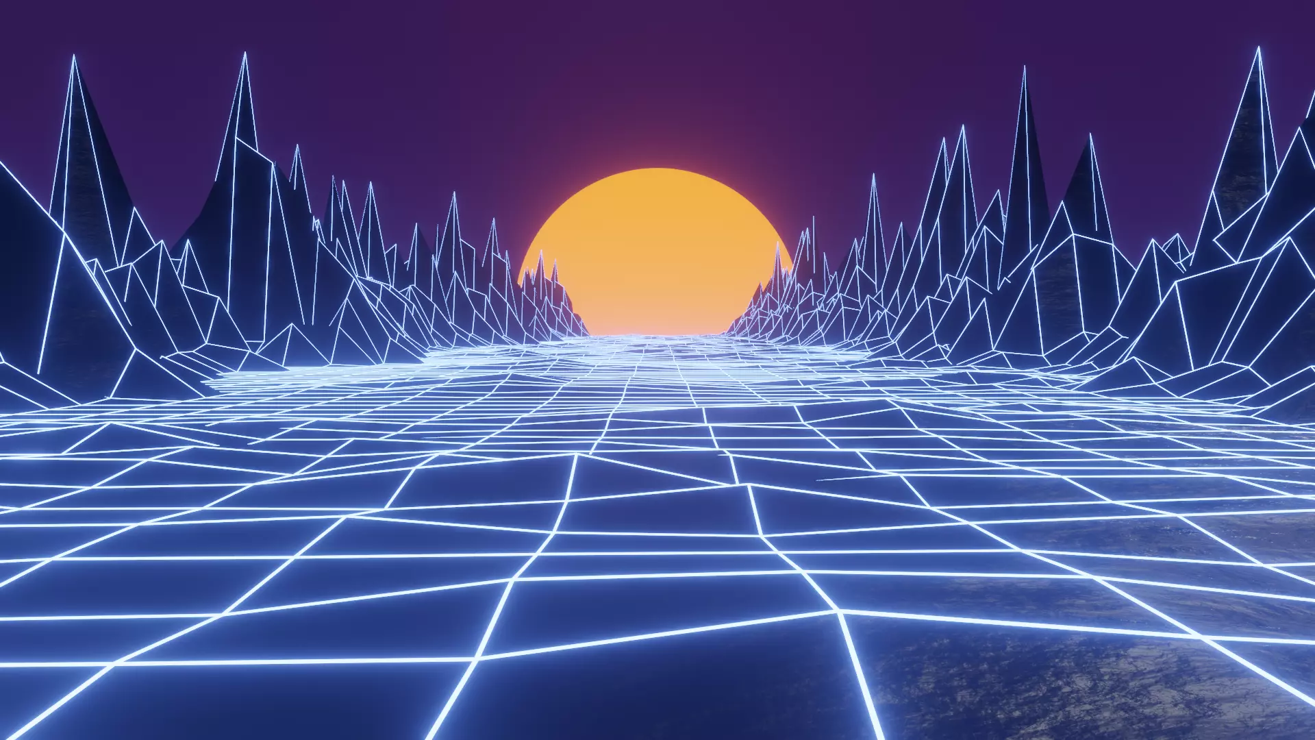 Vaporwave environment with infinite 5 seconds loop Low-poly 3D model