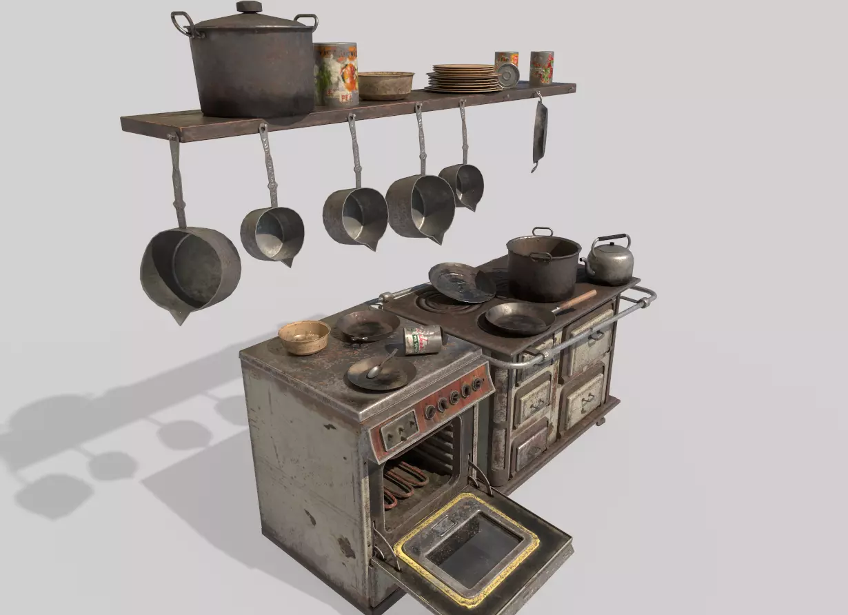 Abandoned Kitchen 3D model_0