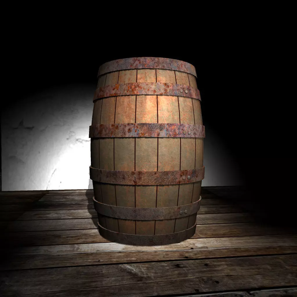 Wooden barrel 3D model_0