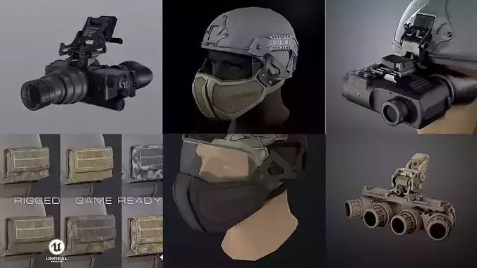 Helmet tactical gear 2 3D Model Collection