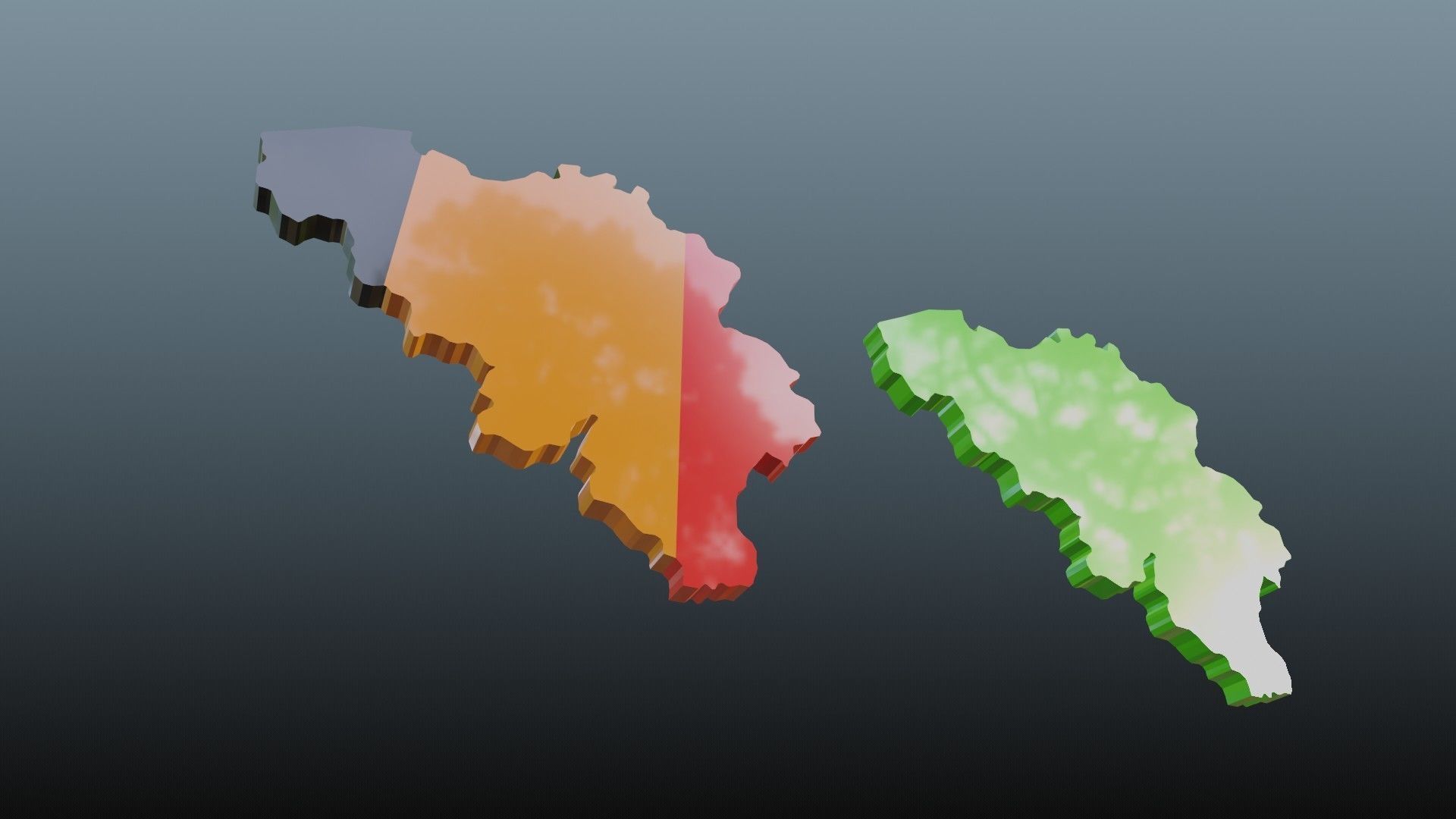 Belgium map symbol Low-poly 3D model_2