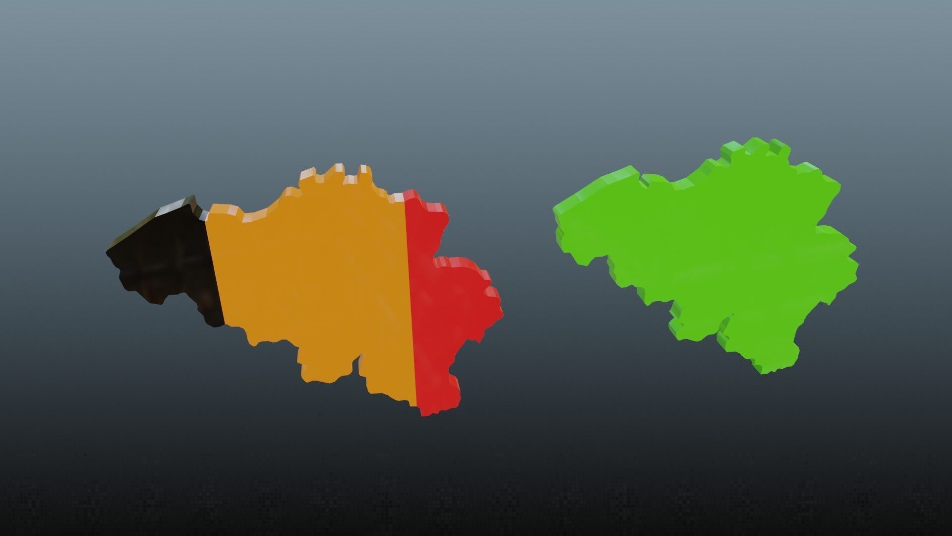 Belgium map symbol Low-poly 3D model_1