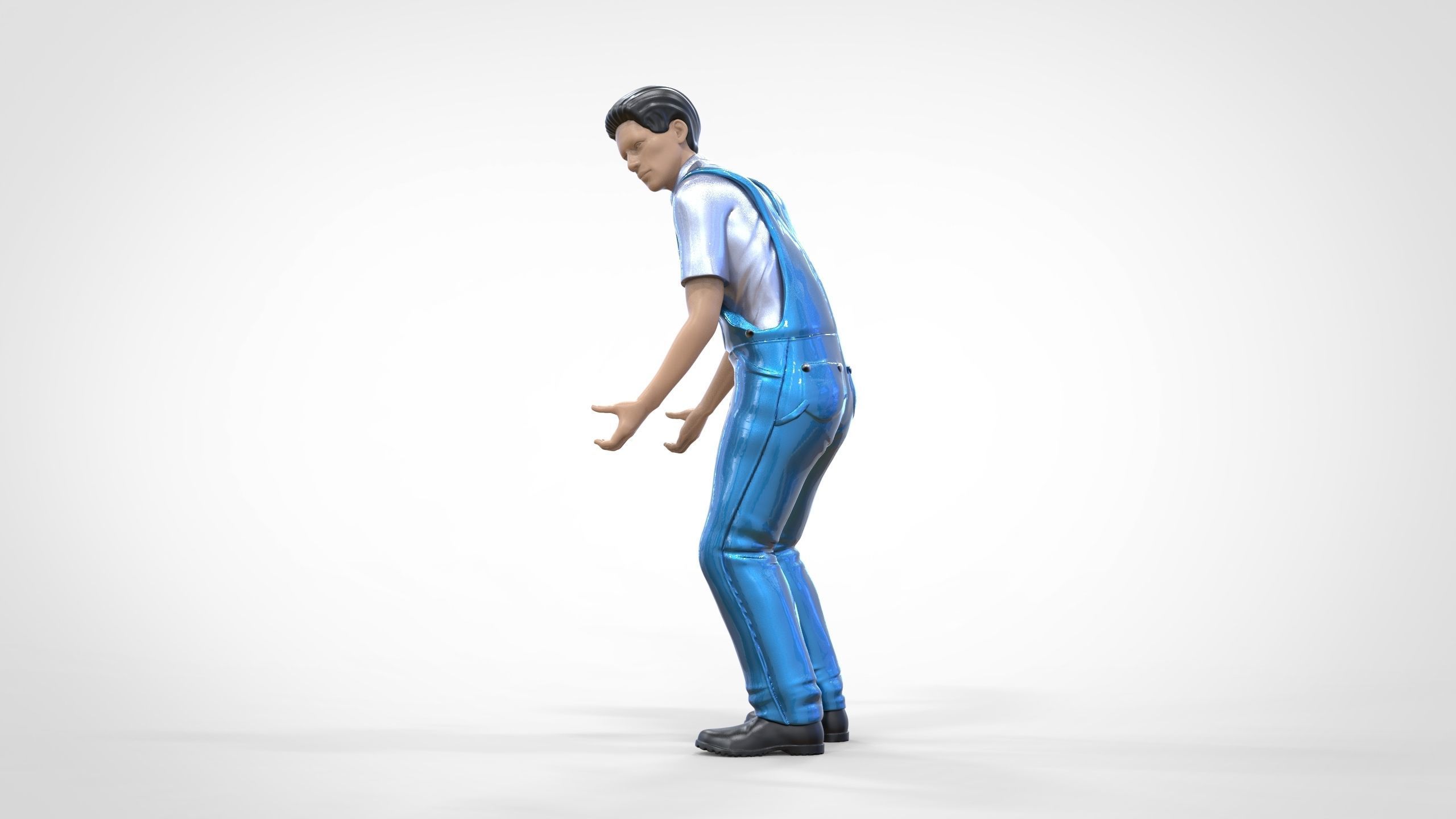 N4 Mechanic Opening car hood or Construction worker 3D print model_10