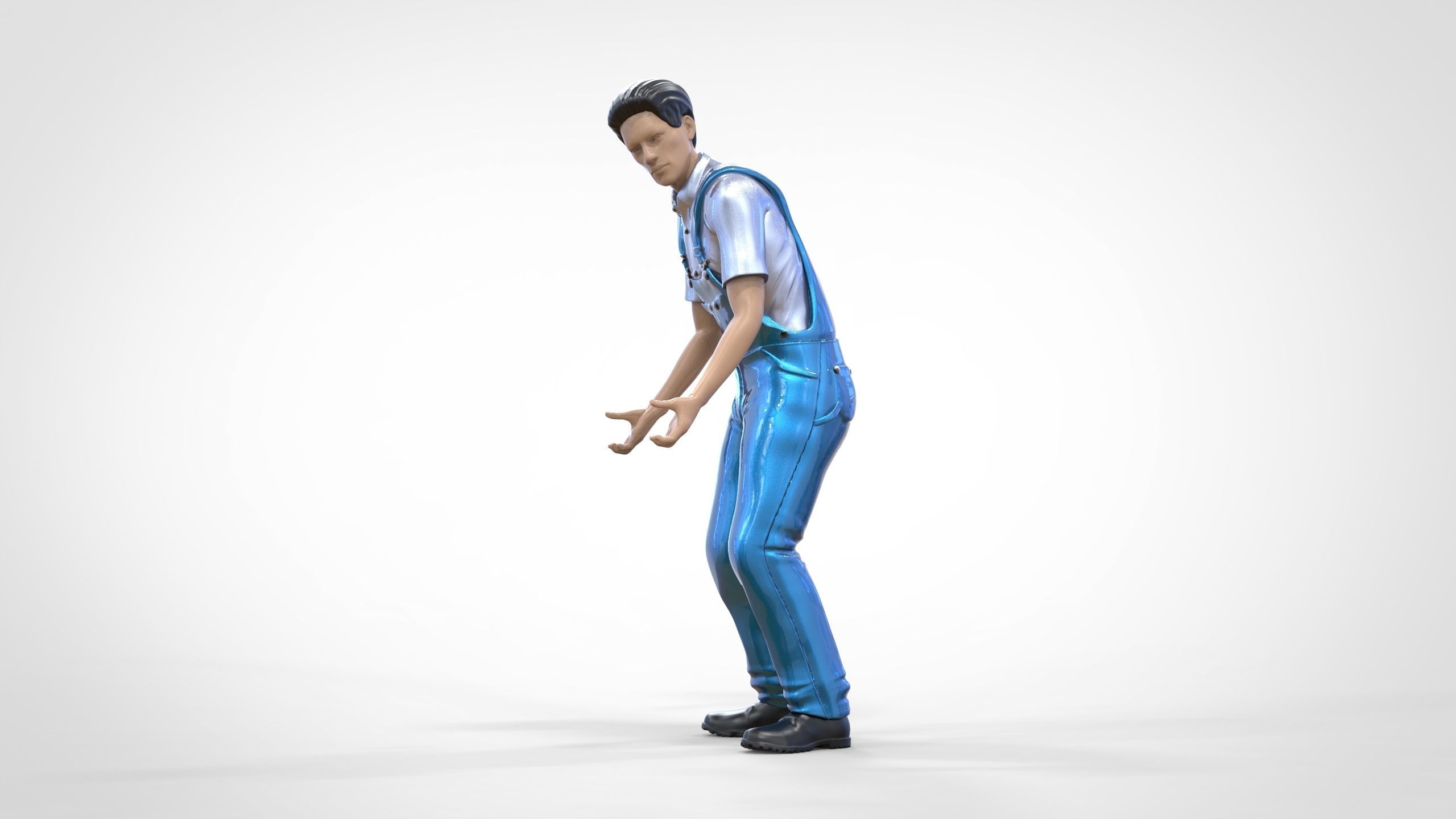 N4 Mechanic Opening car hood or Construction worker 3D print model_12