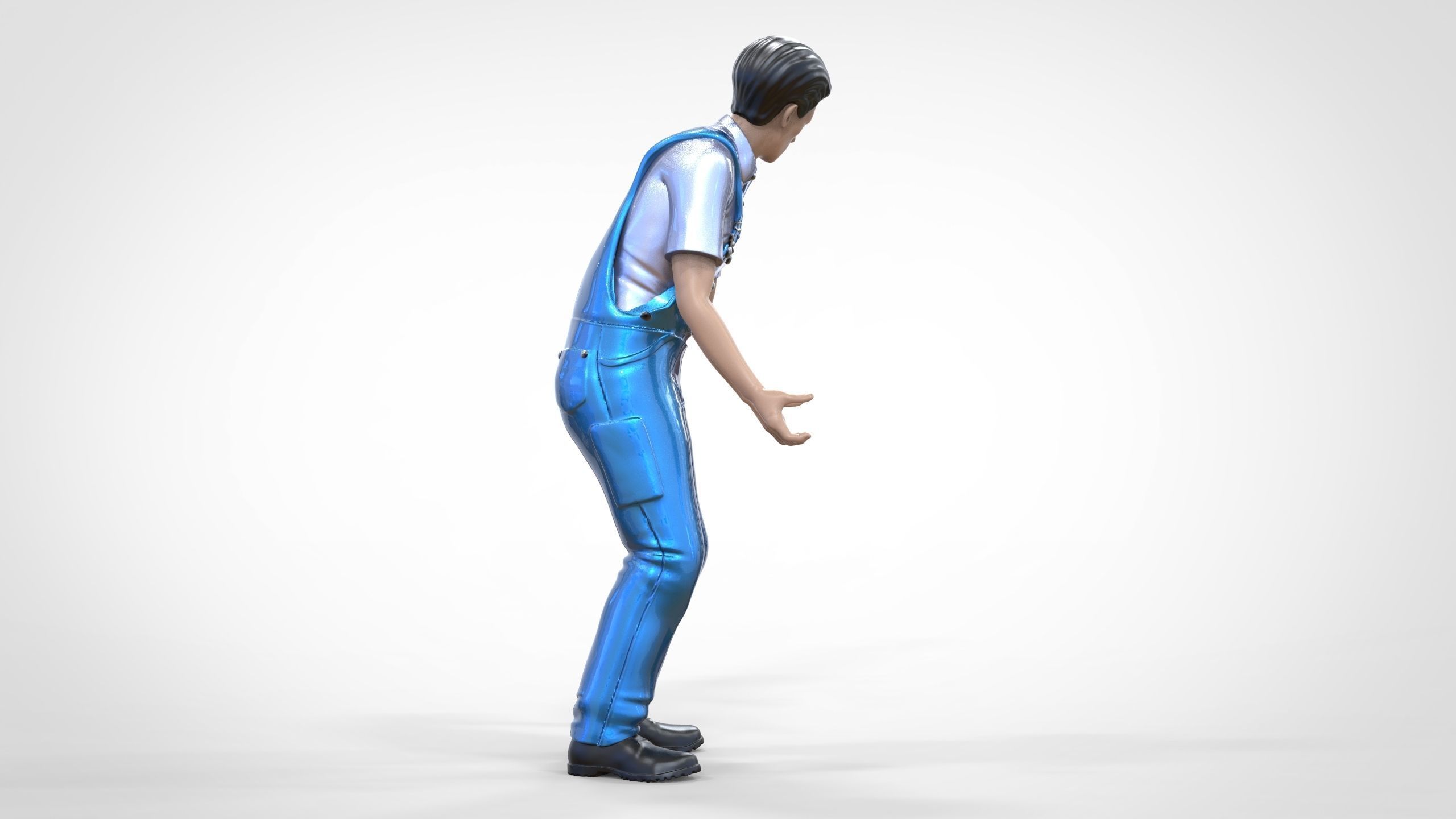 N4 Mechanic Opening car hood or Construction worker 3D print model_2