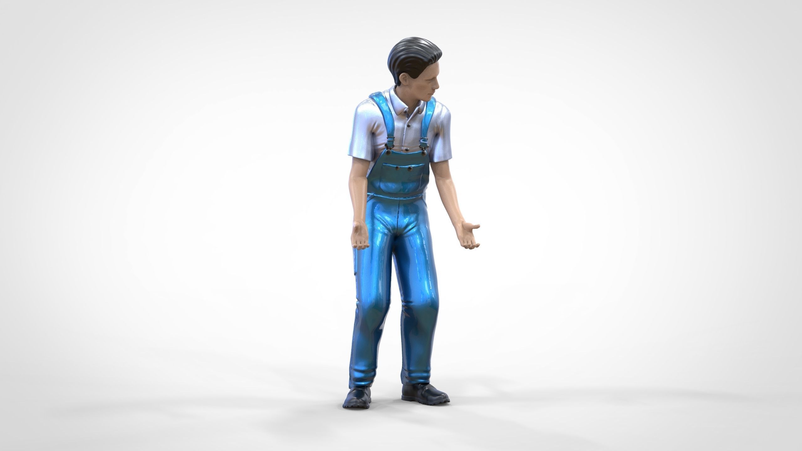 N4 Mechanic Opening car hood or Construction worker 3D print model_17