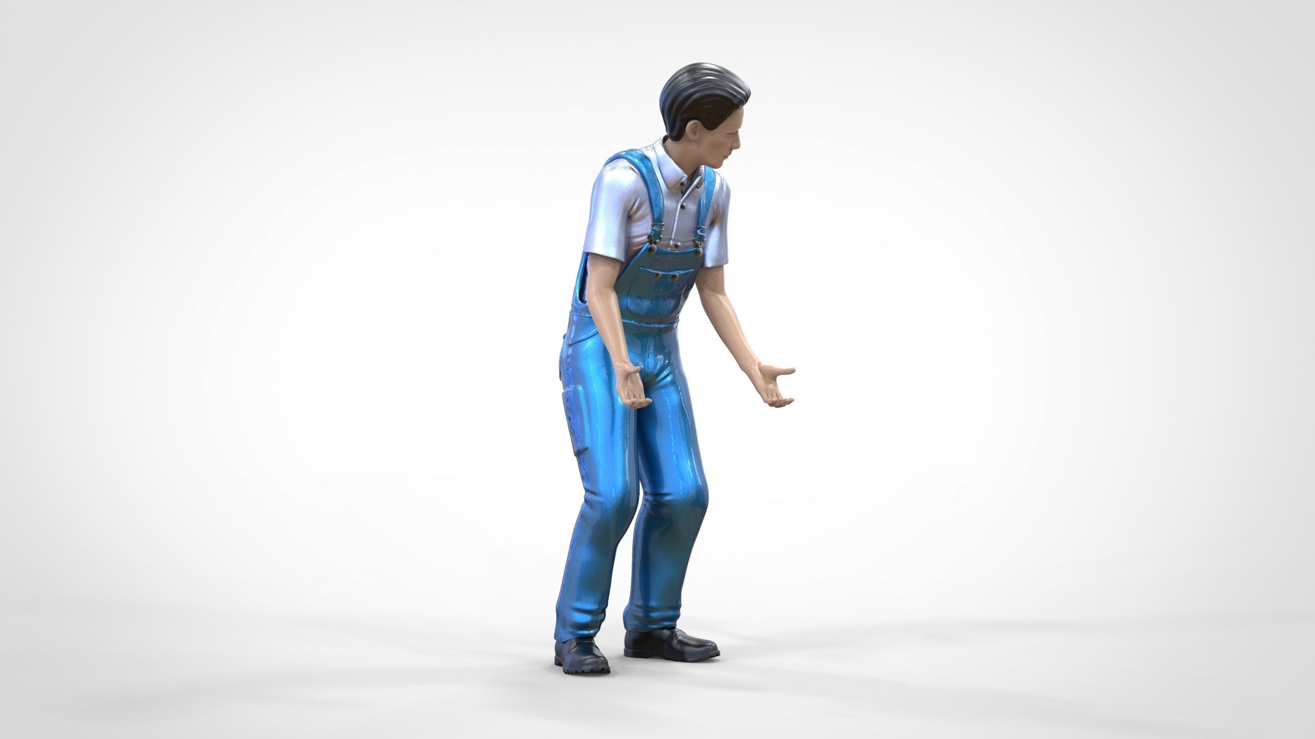 N4 Mechanic Opening car hood or Construction worker 3D print model_19