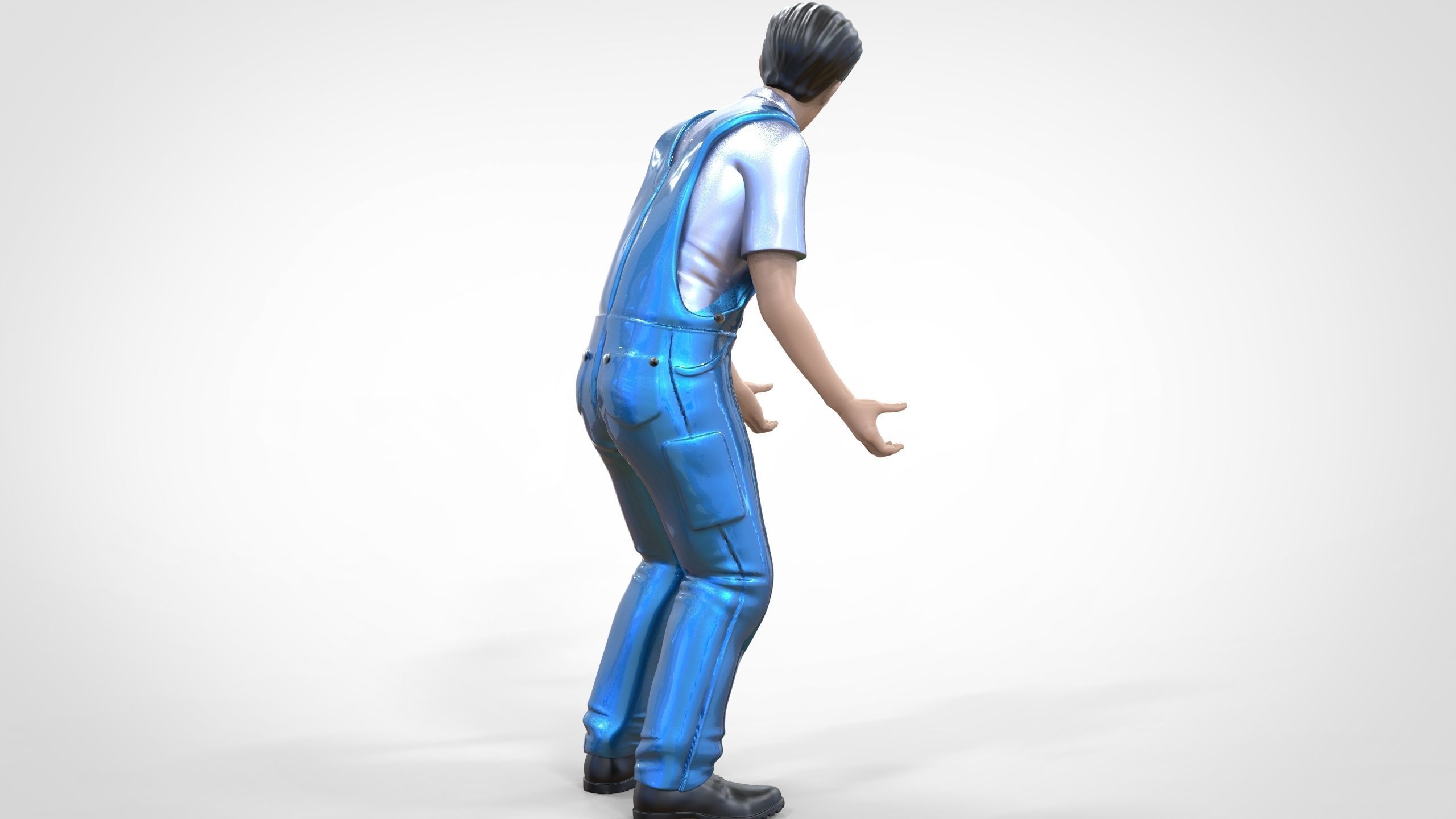 N4 Mechanic Opening car hood or Construction worker 3D print model_3