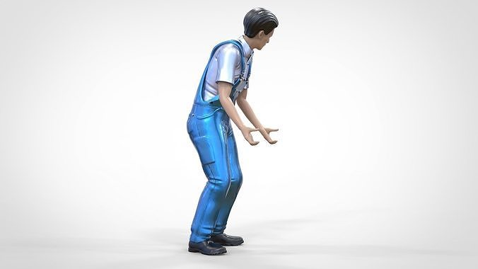 N4 Mechanic Opening car hood or Construction worker 3D print model 2