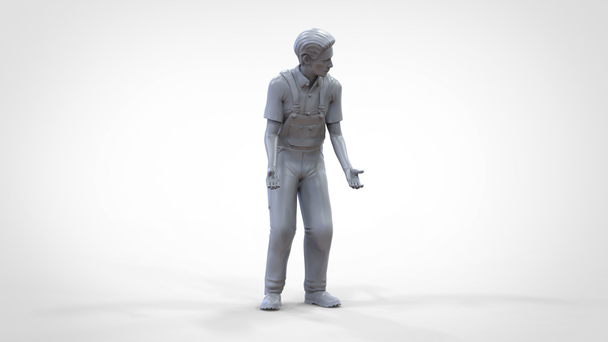 N4 Mechanic Opening car hood or Construction worker 3D print model_29