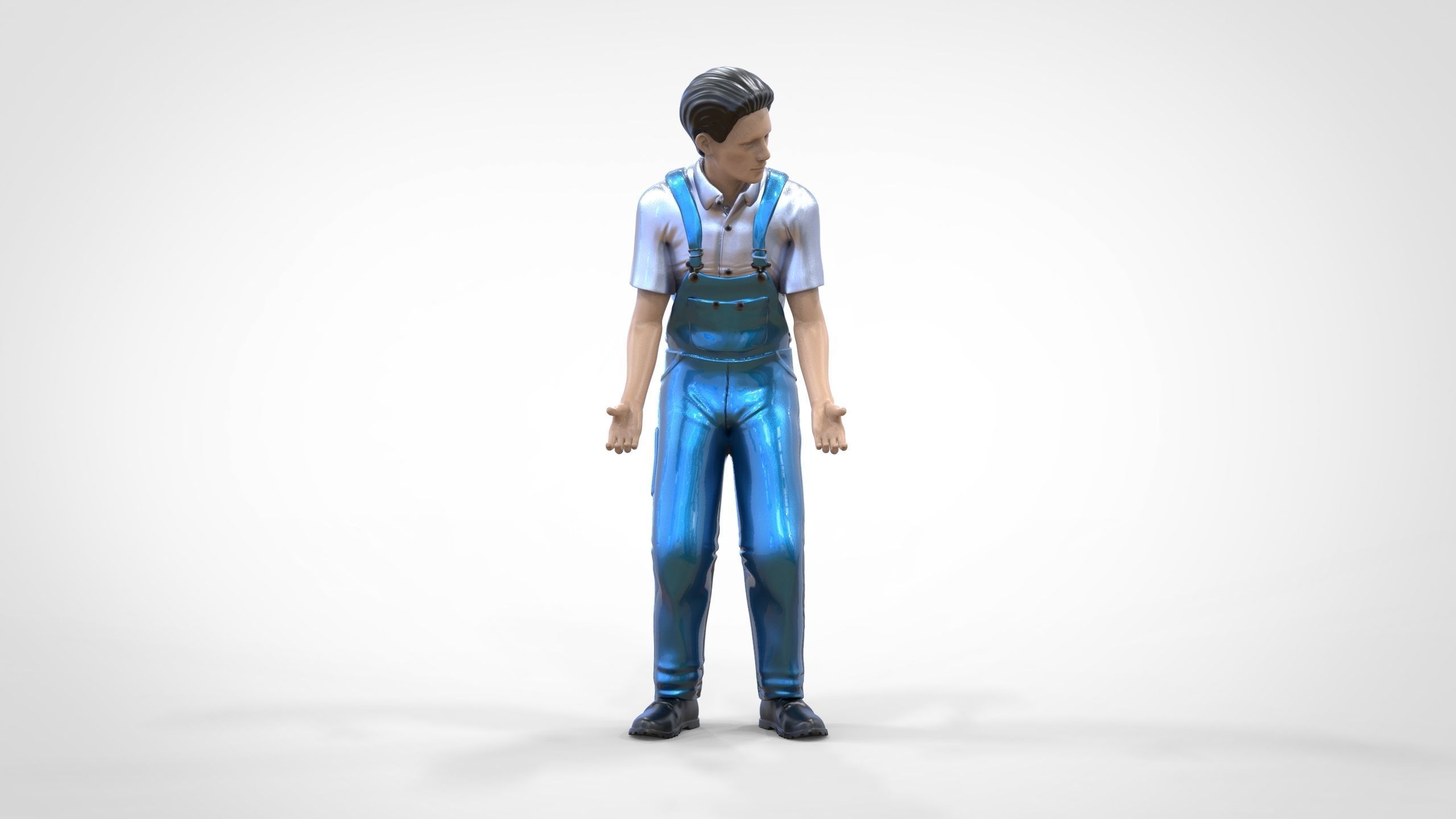 N4 Mechanic Opening car hood or Construction worker 3D print model_16