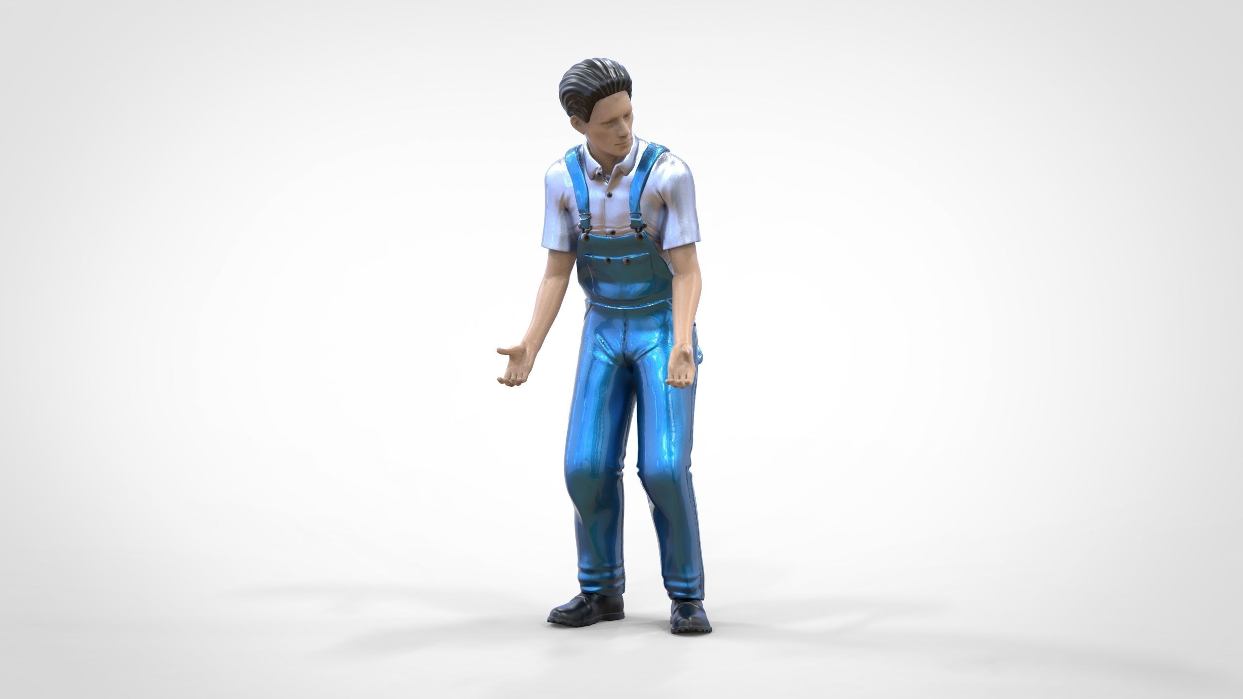 N4 Mechanic Opening car hood or Construction worker 3D print model_15