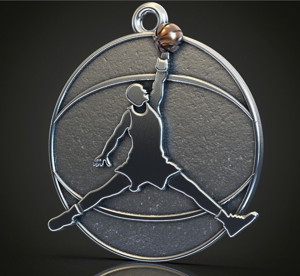 Jordan pendant trinket basketball jump slamdunk 3D print model_1
