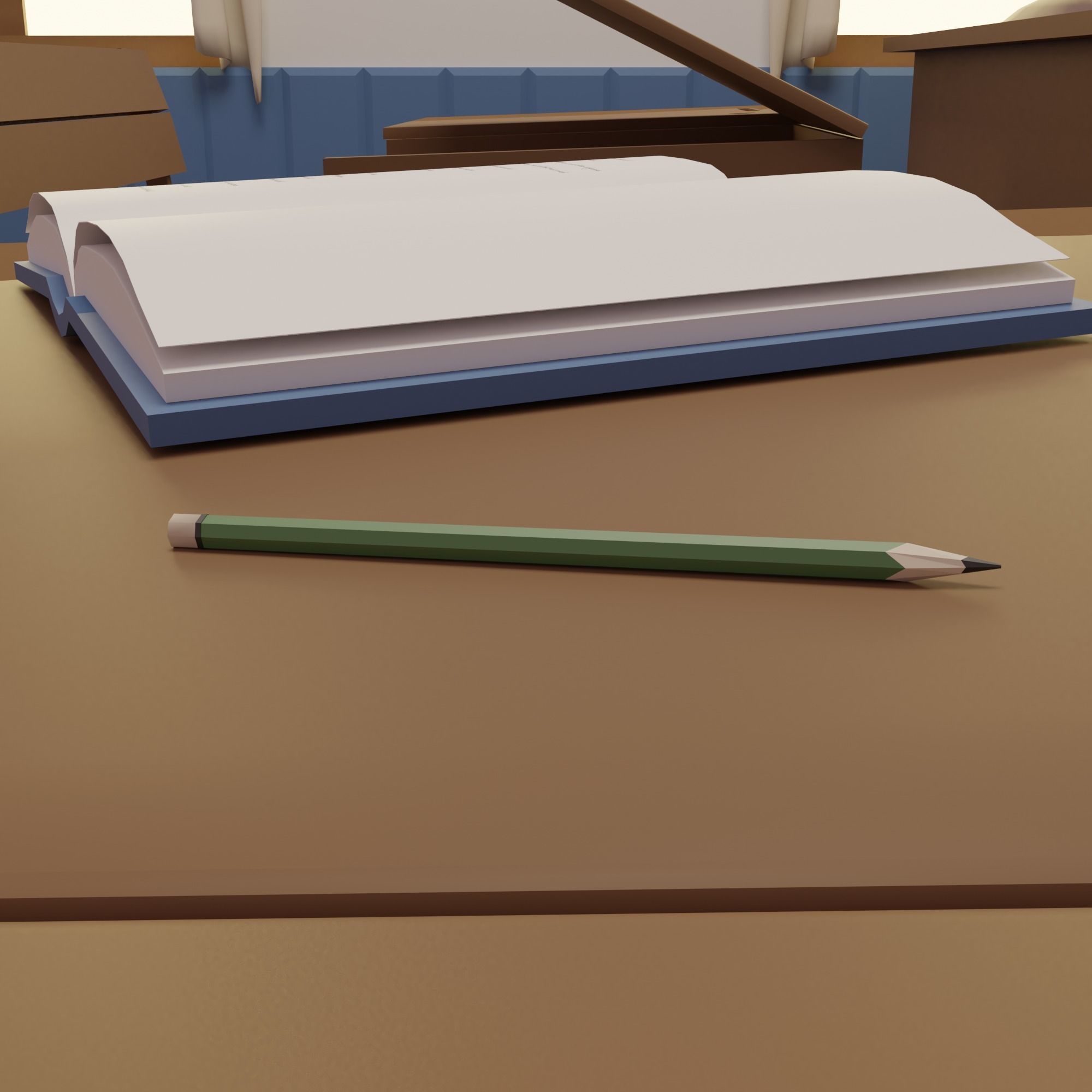 Classroom clock on wall Low-poly 3D model_13