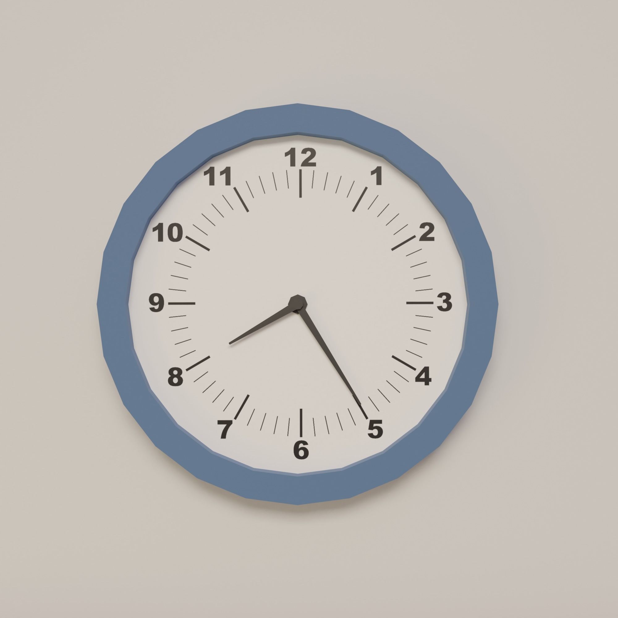 Classroom clock on wall Low-poly 3D model_5