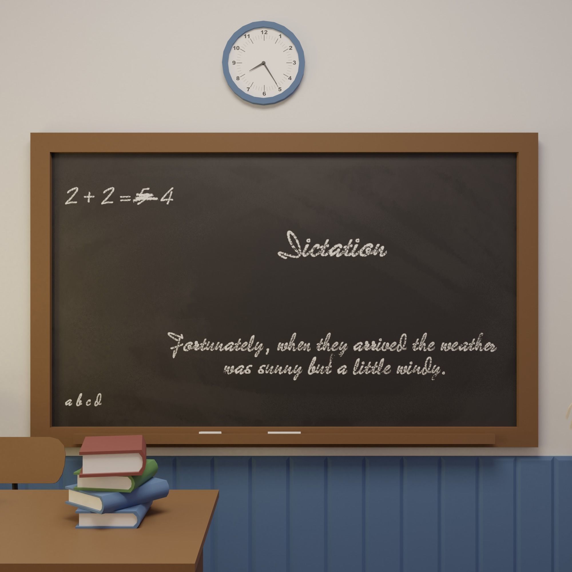 Classroom clock on wall Low-poly 3D model_8