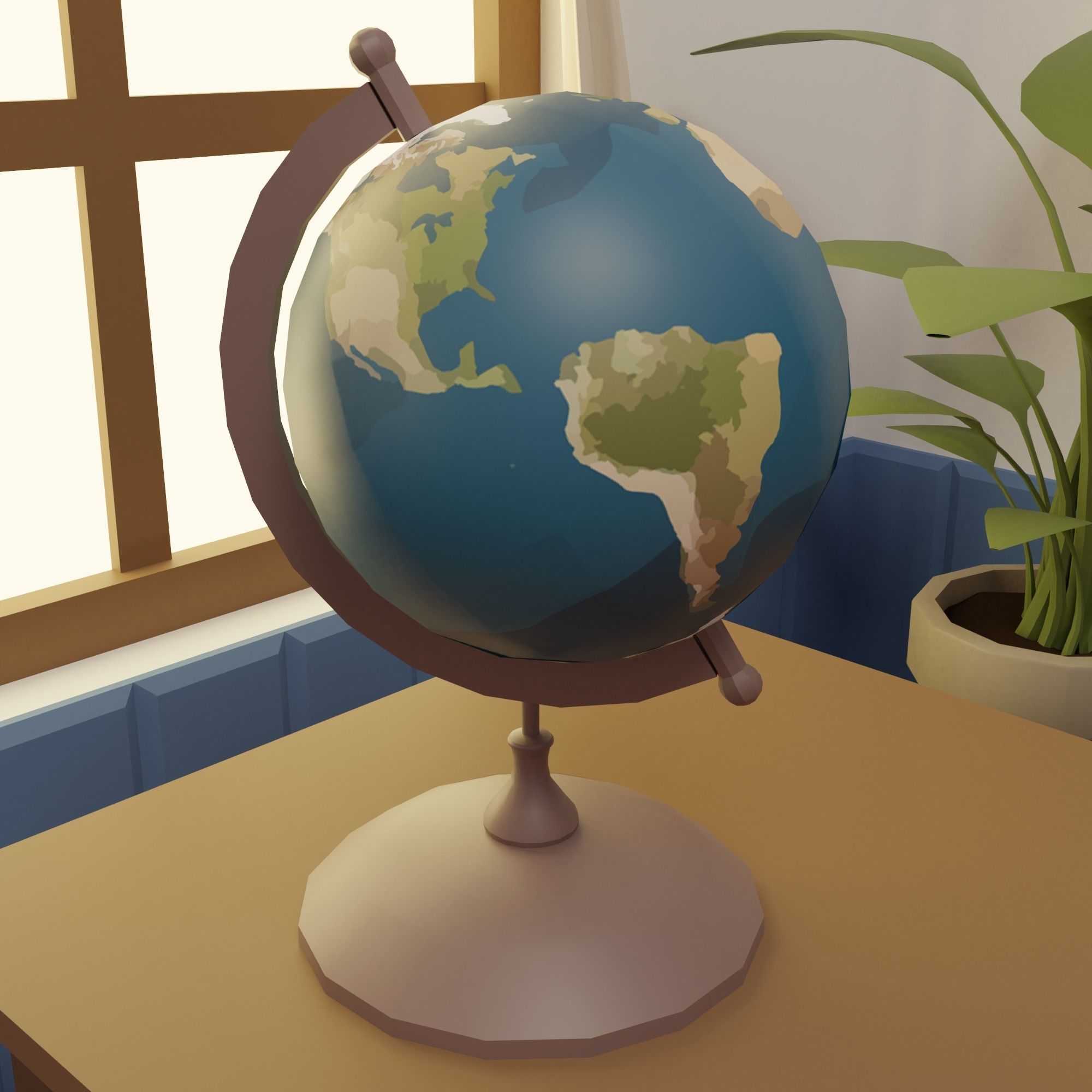 Classroom clock on wall Low-poly 3D model_3