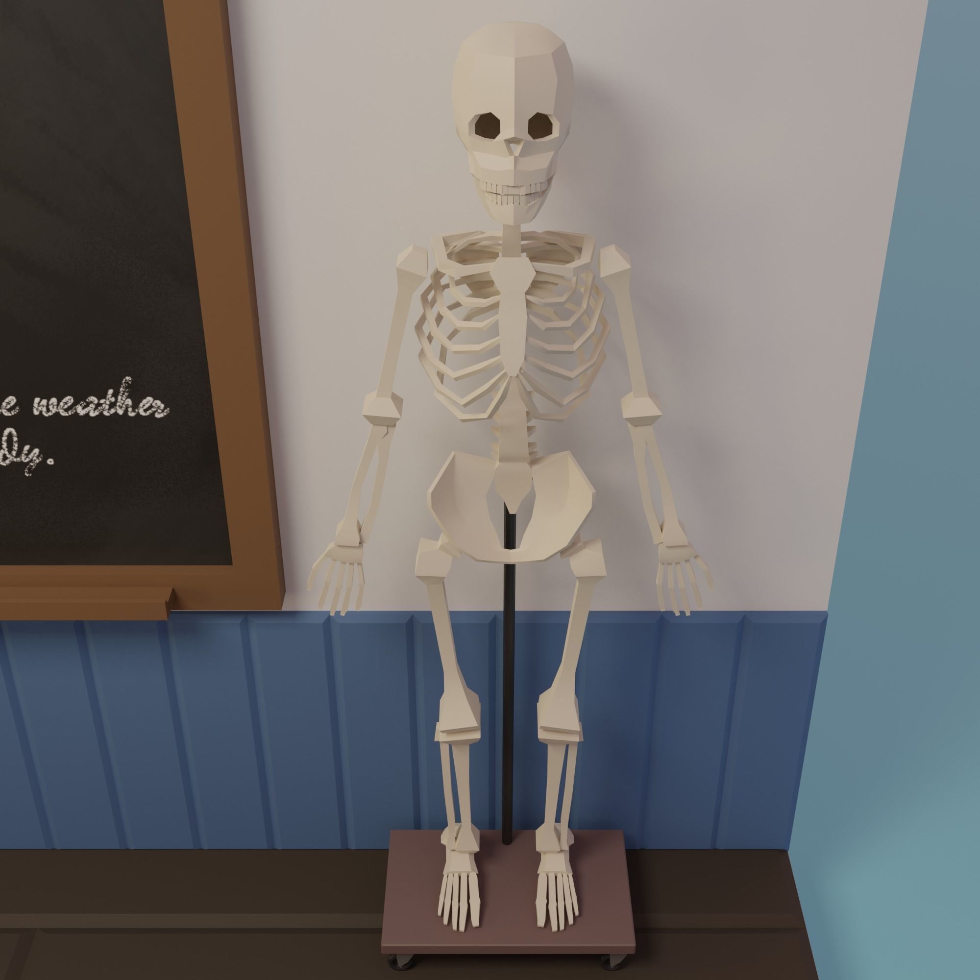 Classroom clock on wall Low-poly 3D model_15