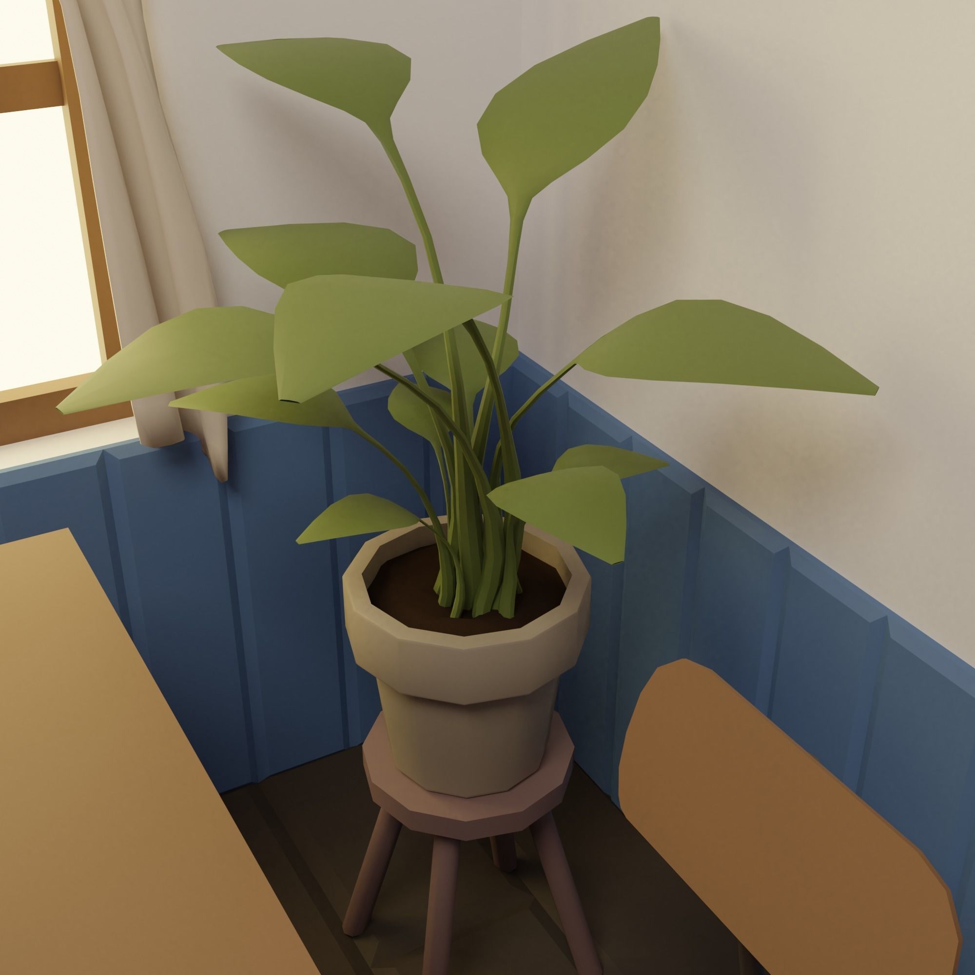 Classroom clock on wall Low-poly 3D model_4