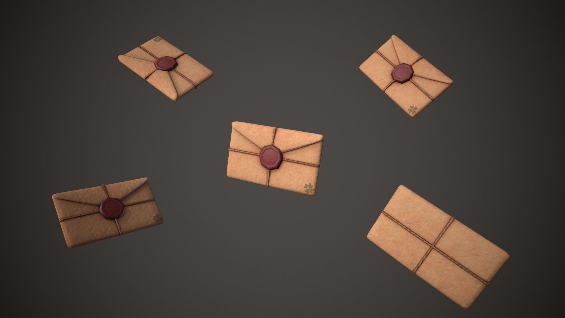 Envelope Old Letter Low-poly 3D model_9