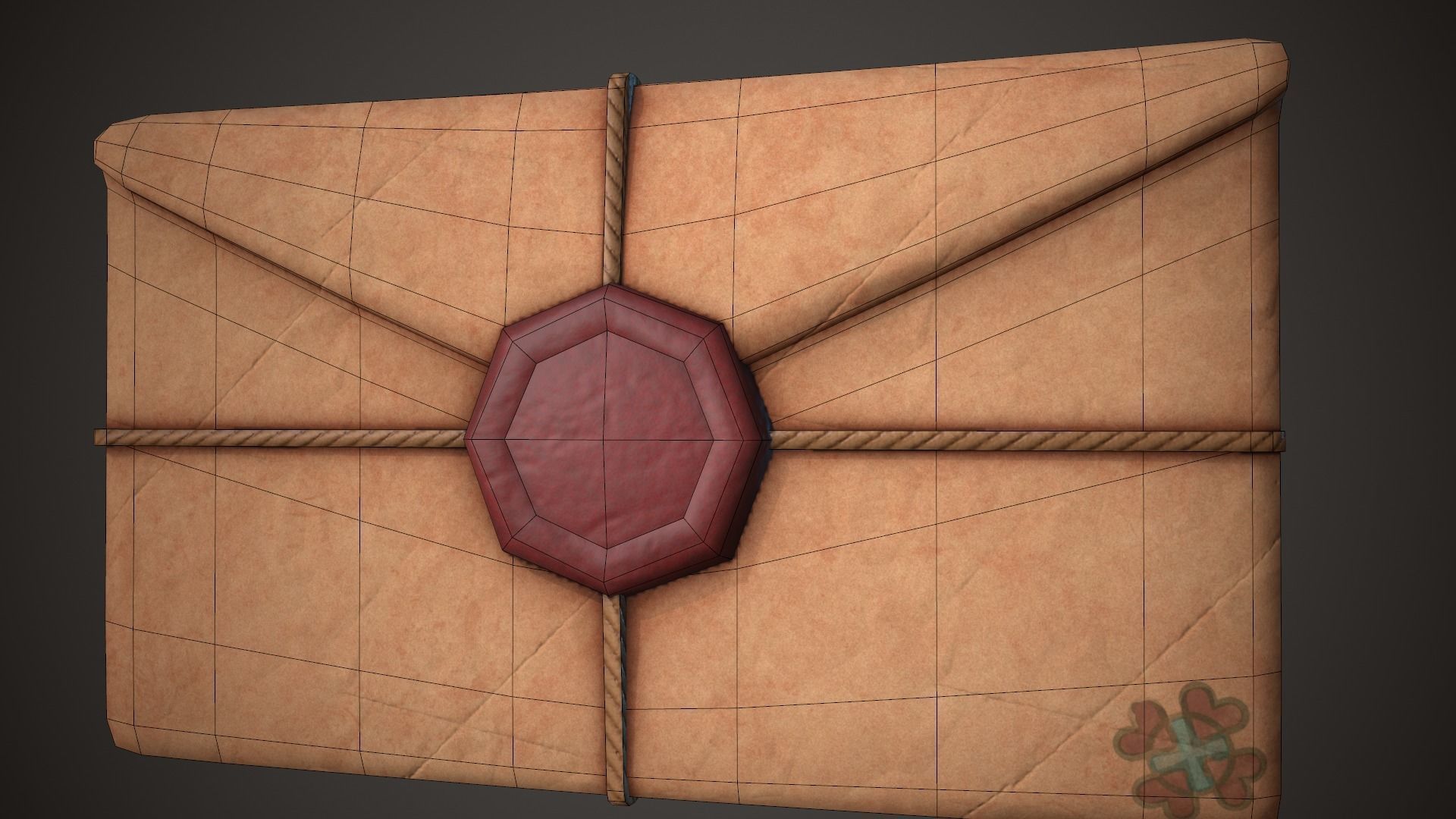 Envelope Old Letter Low-poly 3D model_8