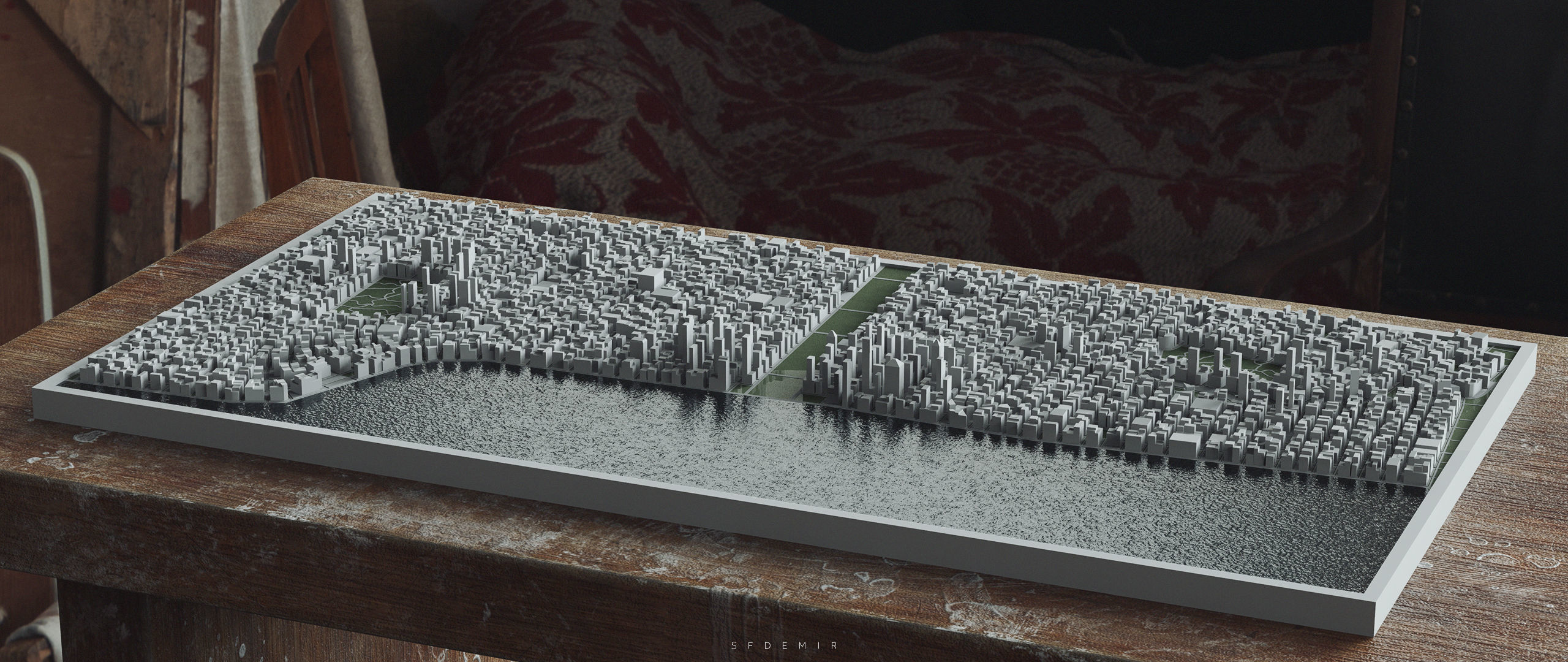 3D Printable City Block Model - STL 3D Model  Low-poly 3D model_2