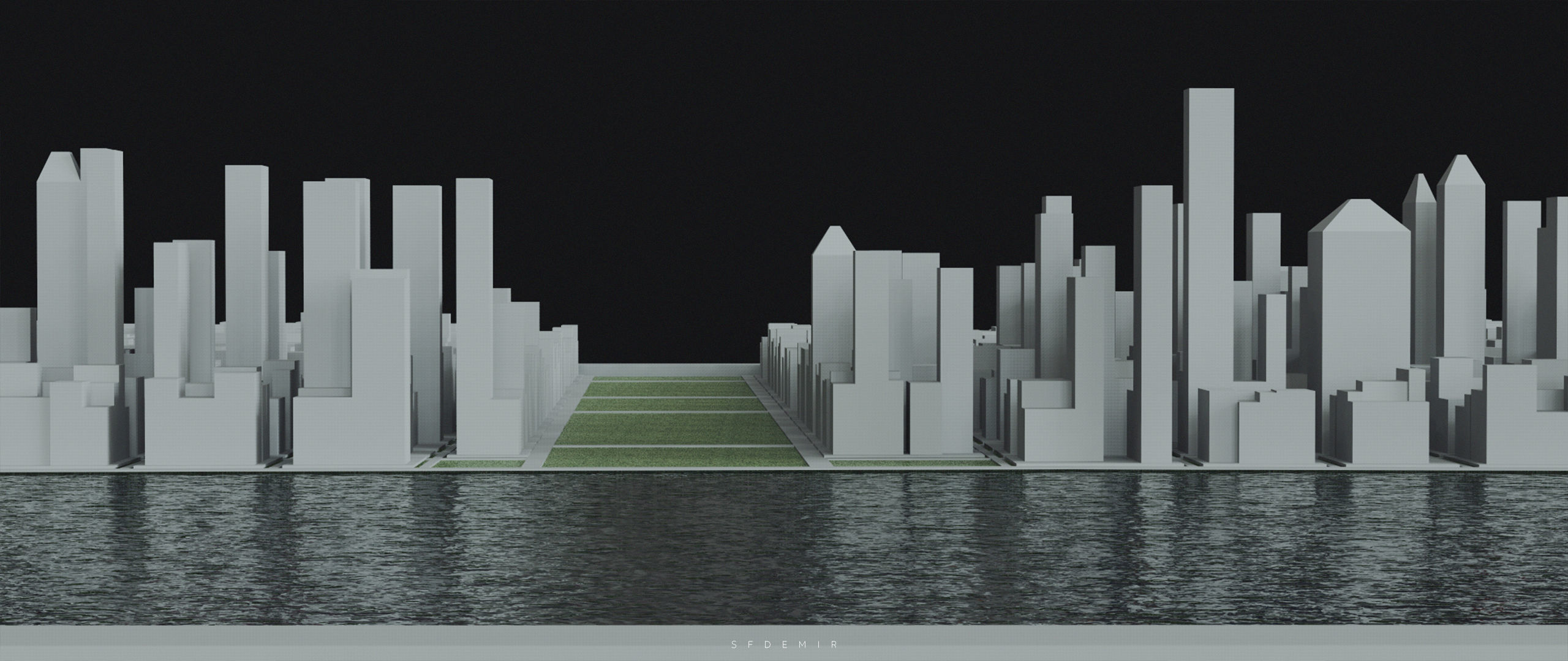 3D Printable City Block Model - STL 3D Model  Low-poly 3D model_7