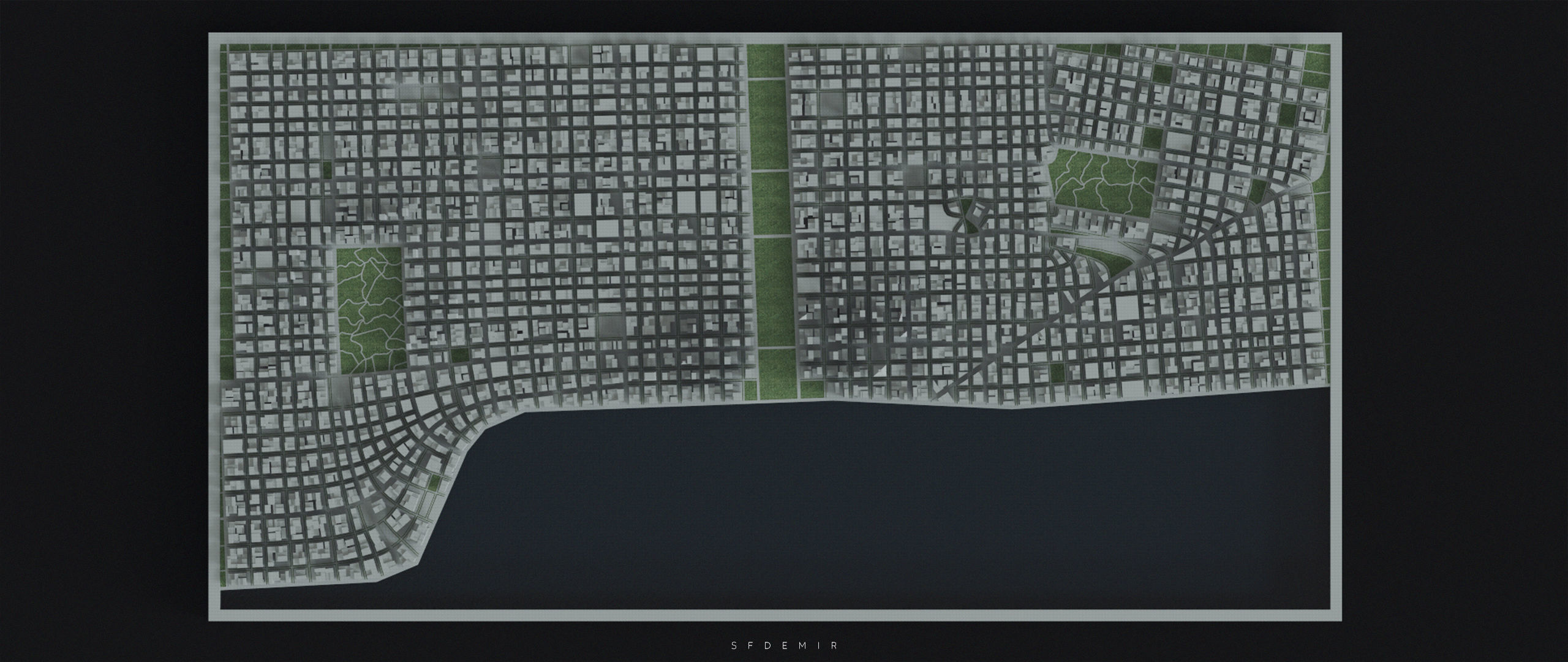 3D Printable City Block Model - STL 3D Model  Low-poly 3D model_10