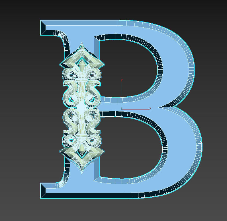 letter B 3D print model_3