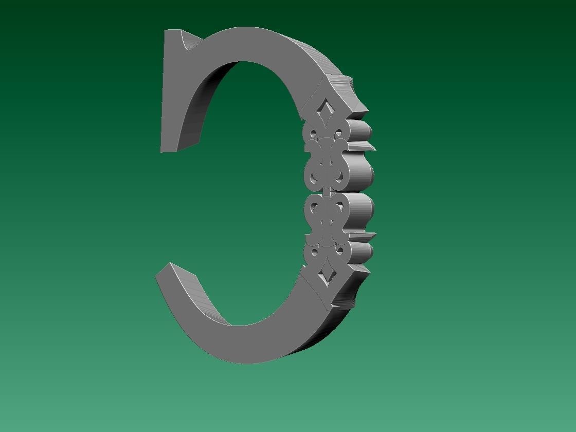 letter C stainless steel tube 3D print model_3