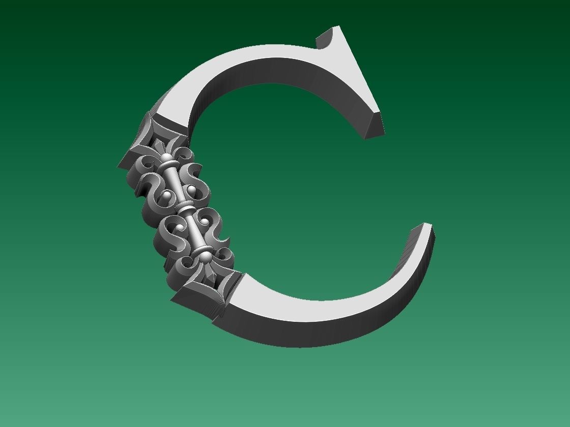 letter C stainless steel tube 3D print model_1