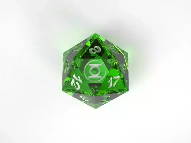 Green Lantern D20 Dice 3D print model